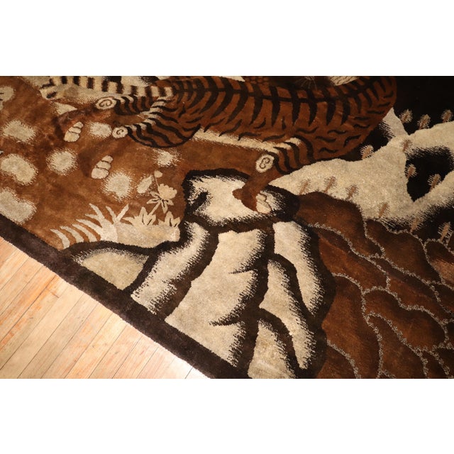Antique Zabihi Collection Chinese Tiger Pictorial Large Square Rug - 7'3" x 8'1" For Sale - Image 12 of 12
