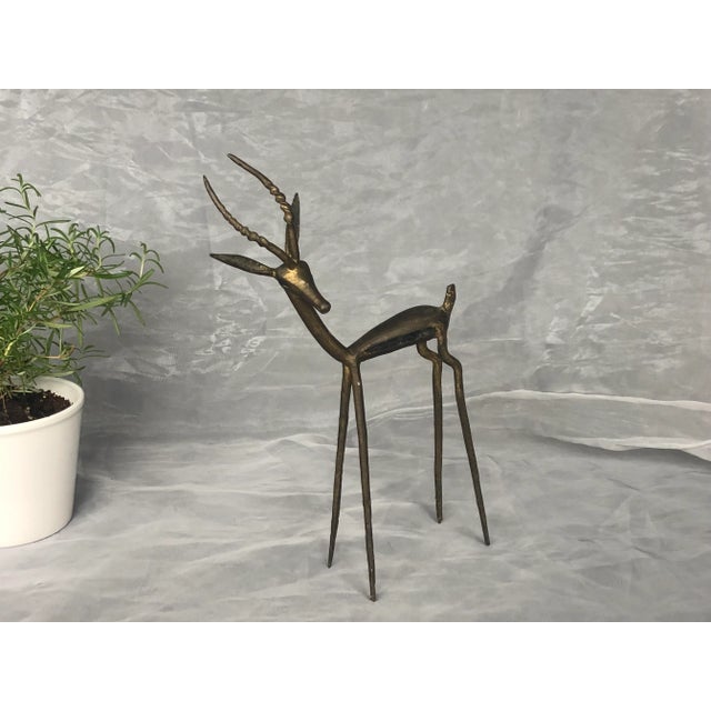 Modern Vintage African Bronze Gazelle Sculpture For Sale - Image 3 of 13