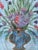 1990s 1990s Abstract Flowers in Vase Canvas Board Painting in White Ornate Frame For Sale - Image 5 of 5