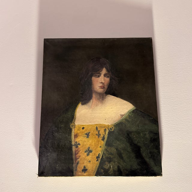Wonderful, quite dramatic in a way antique oil on canvas portrait painting of an Italian opera singer. Canvas on...