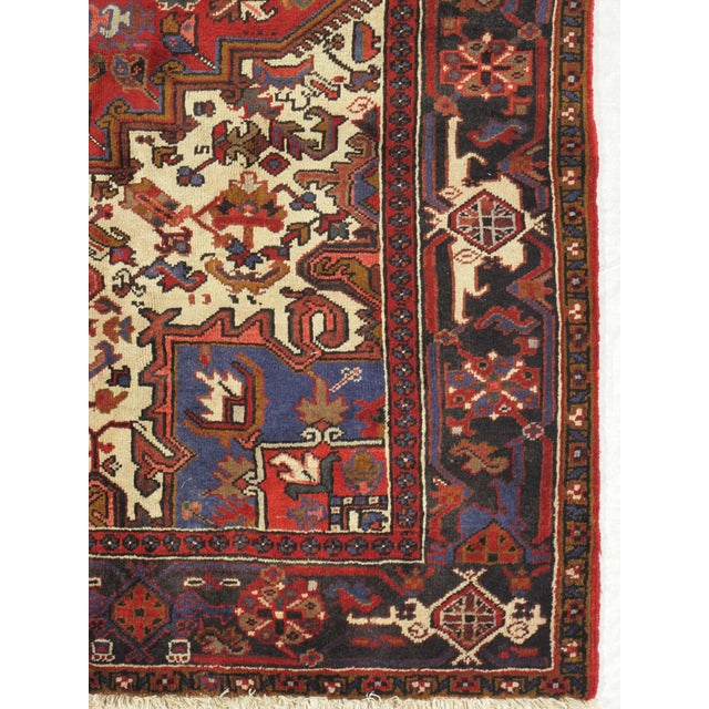 Vintage Hand-Knotted Persian Heriz Rug 8'3" X 11'3" For Sale - Image 4 of 6