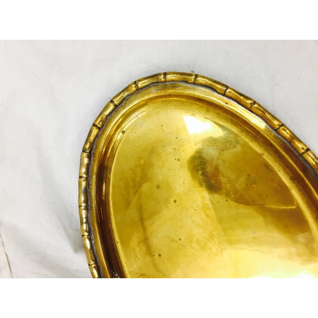 Metal Vintage Brass Faux Bamboo Tray For Sale - Image 7 of 7