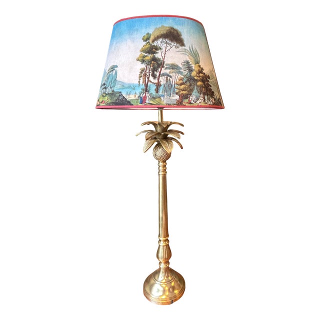 Palma Lamp with Oval Panoramique Lampshade For Sale