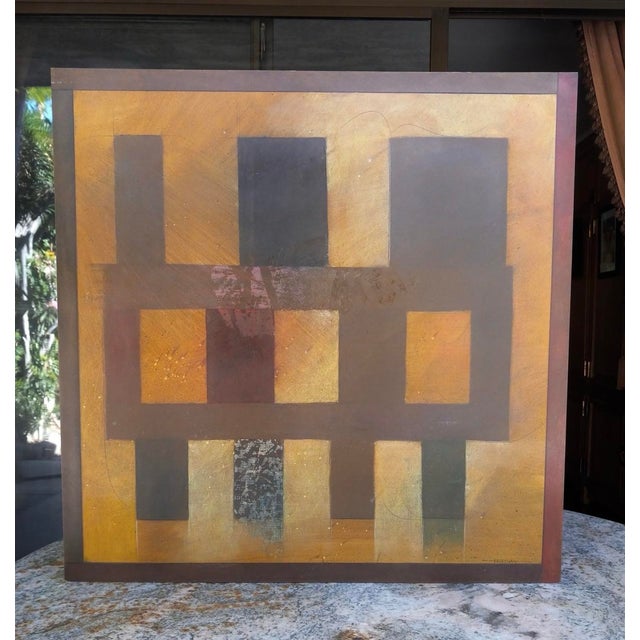 Paint Abstract Geometric Mixed Media Painting by Robert M. Bradshaw, Signed, (24” X 24”) For Sale - Image 7 of 7