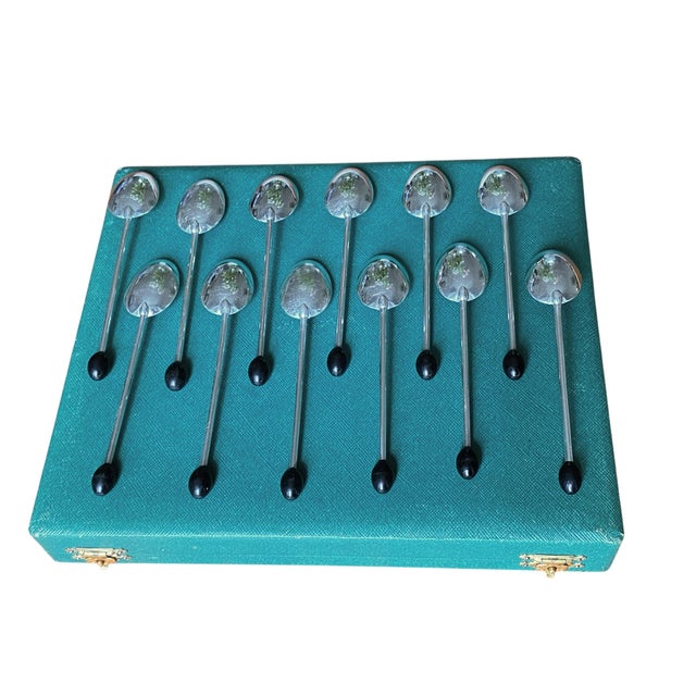 1950s Silver-Plated Espresso Spoons with Coffee Bean Pattern from Christofle, France, 1950s, Set of 12 For Sale - Image 5 of 7