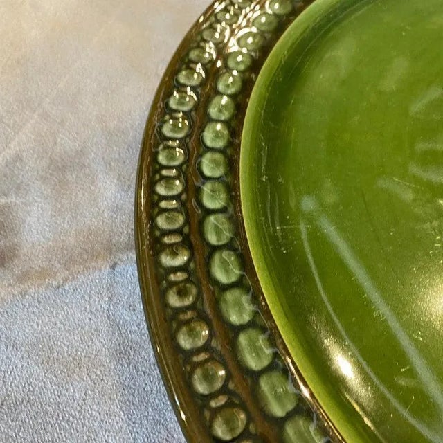 Green 1970s Mid-Century Modern Ceramic Bowl on a Plate by Ernestine Salerno For Sale - Image 8 of 10