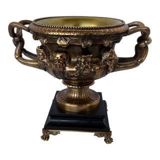 Bronze Urn With Black Marble Base For Sale