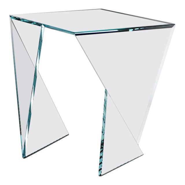 Origami Calcio Side Table in Crystal Glass by Barberini & Gunnell For Sale