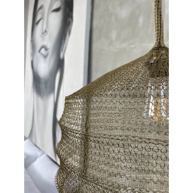 Not Yet Made - Made To Order 21st Century Handcrafted Knitted Lamp Wavy Bell in Gold Color, D35cm For Sale - Image 5 of 12