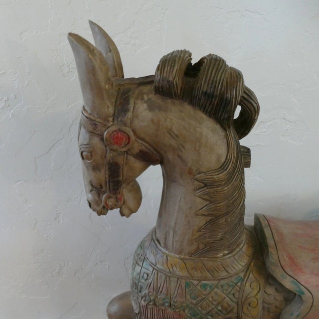 Vintage Hand Carved Prancing Horse - Large Size For Sale - Image 9 of 12