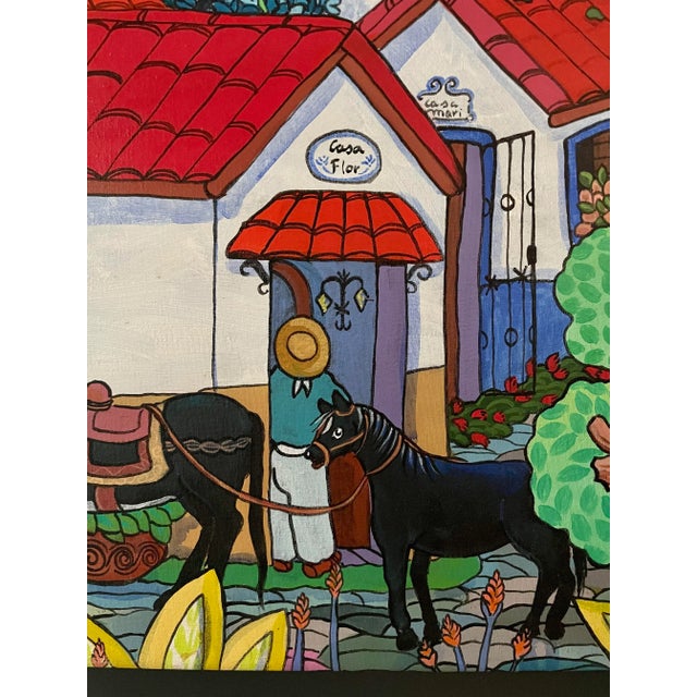 Textile 2001 Original Signed Mexican Fine Art Painting on Canvas by Ada Colorina For Sale - Image 7 of 11