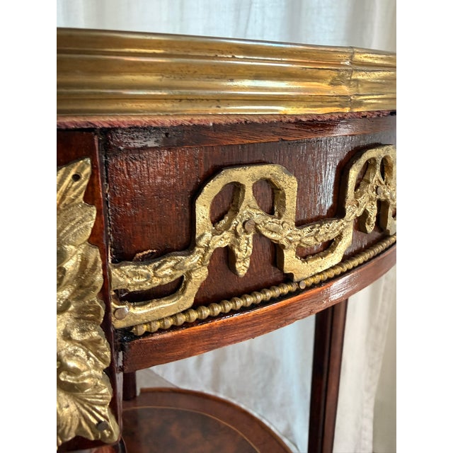Vintage Neoclassical French Louis XVI Style Two-Tier Round Side Table With Ormolu Mounts For Sale - Image 4 of 18