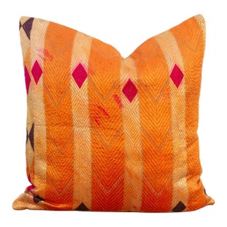 Radiant Chevron, Large Heirloom Bagh Phulkari Pillow For Sale