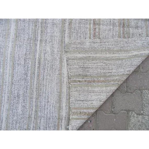 Vintage Turkish Modern Striped Gray Kilim Rug- 9′7″ × 11′8″ For Sale - Image 10 of 10