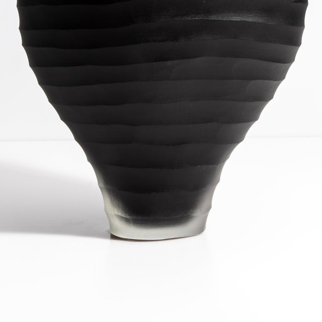 Black Hand Blown Murano Pedrera Vase in Black For Sale - Image 8 of 8