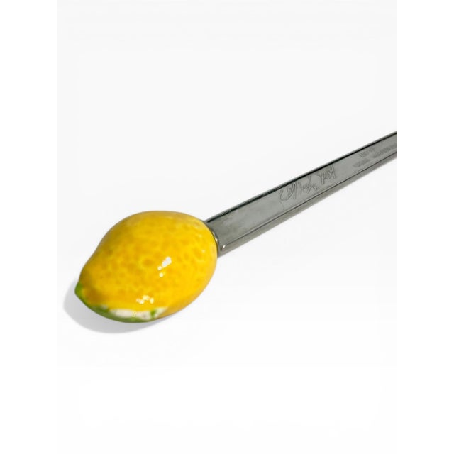 Vintage Stainless Steel Cocktail Spoons With Ceramic Lemon Finials – Lord & Taylor - Set of 6 For Sale - Image 10 of 13