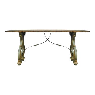 18th C Style Formations Wrought Iron & Giltwood Console Table For Sale