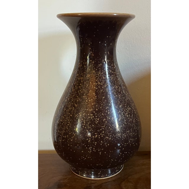 Antique Early 20th Century Japanese Brown Speckled Glaze Baluster Shape Porcelain Vase For Sale - Image 4 of 17