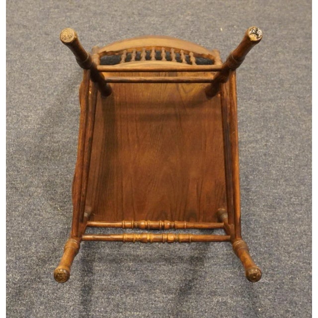 High End Vintage Solid Oak Pressed Back Rustic Country Style Dining Side Chair For Sale - Image 9 of 9