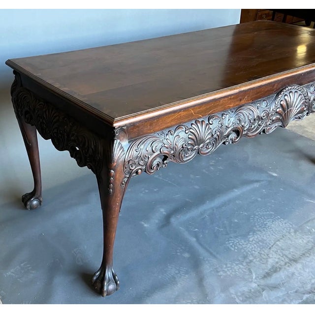 Very fine 19th-century mahogany console table stamped by Gillows. Beautiful form and presence on this signed Gillows...