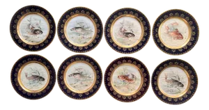 Dishes from Karlsbad, 1880, Set of 8