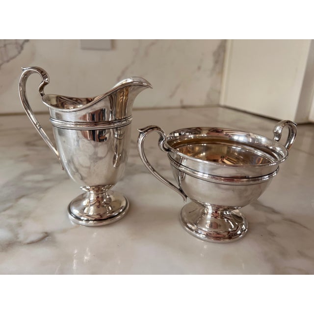 Silver 1940s Neoclassical Sterling Silver Cream and Sugar Set For Sale - Image 8 of 17