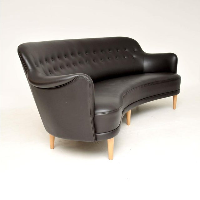 Mid-Century Modern Swedish Leather Sams Sofa by Carl Malmsten for O.H. Sjögren, 1960s For Sale - Image 3 of 11