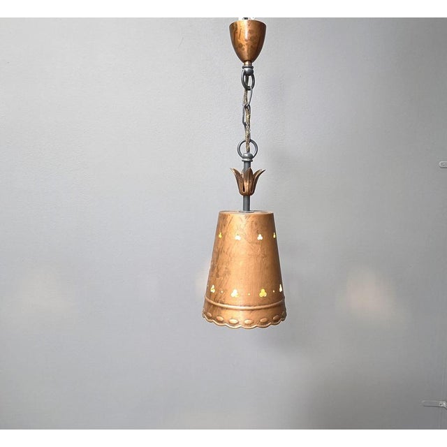 Brutalist Copper Pendant Light, 1970s For Sale - Image 10 of 11