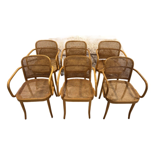 Set of 6 Vintage Josef Hoffman Dining Chairs- Made in Czechoslovakia For Sale