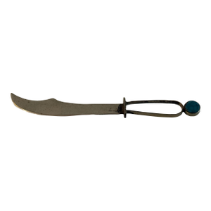 Vintage Alpaca Silver Miniature Letter Opener With Turquoise Accent