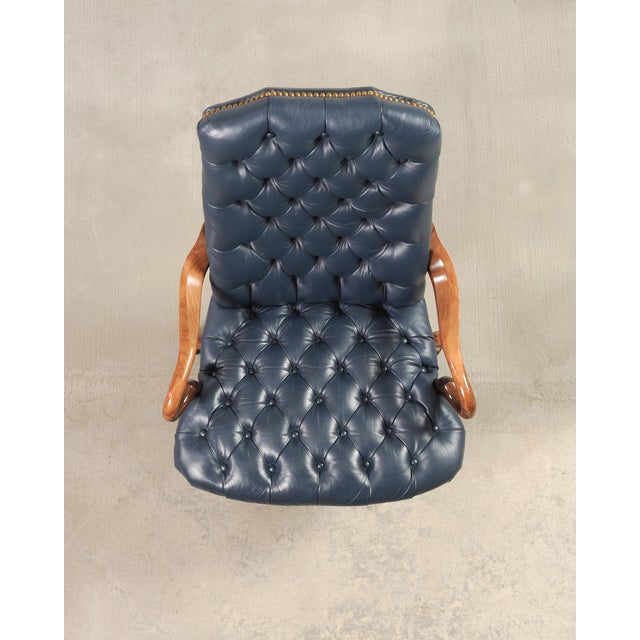 English Regency Style Tufted Leather Executive Office Chair For Sale - Image 4 of 18