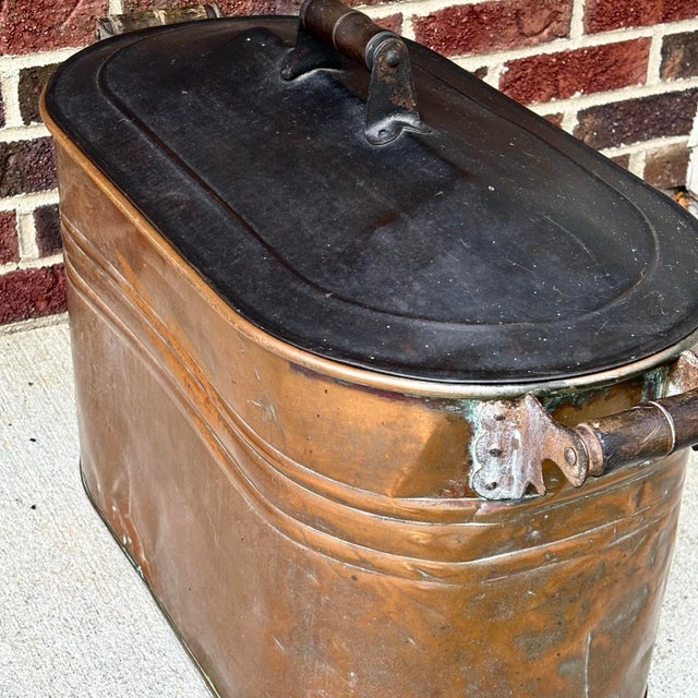 19th C. Copper Boiler Wash Tub American Primitive With Lid For Sale In Columbus - Image 6 of 12