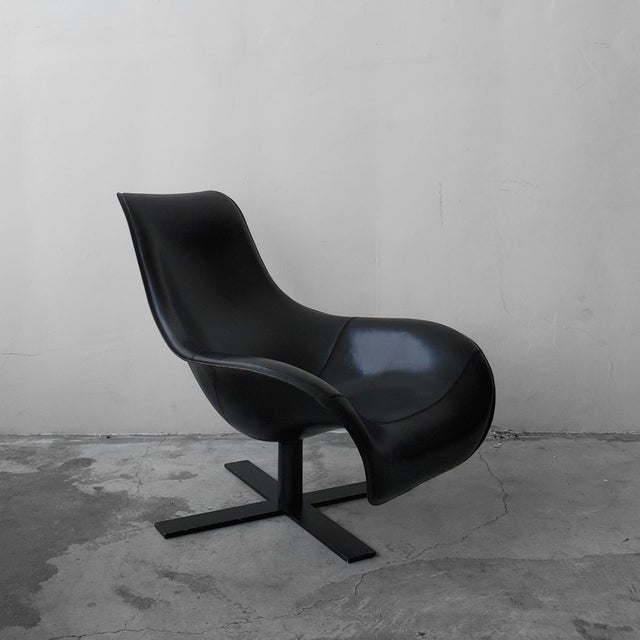 B & B Italia Black Leather Mart Swivel Chair Chairish