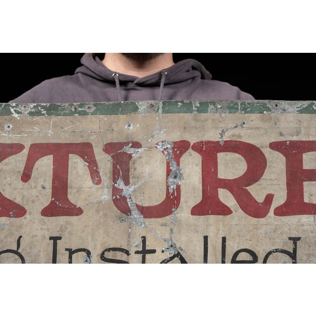 Early 20th Century Early 20th Century Fulton Market Butchers Products Co. Hand-Painted Tin Trade Sign For Sale - Image 5 of 11