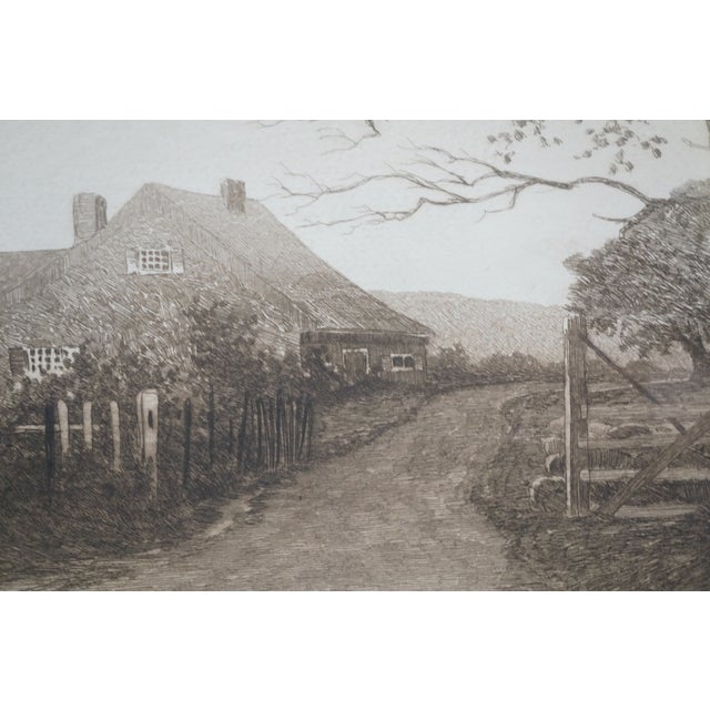 Antique Ernest Christian Rost Signed Dirt Road Farmhouse Cottage Etching 28" For Sale - Image 11 of 14