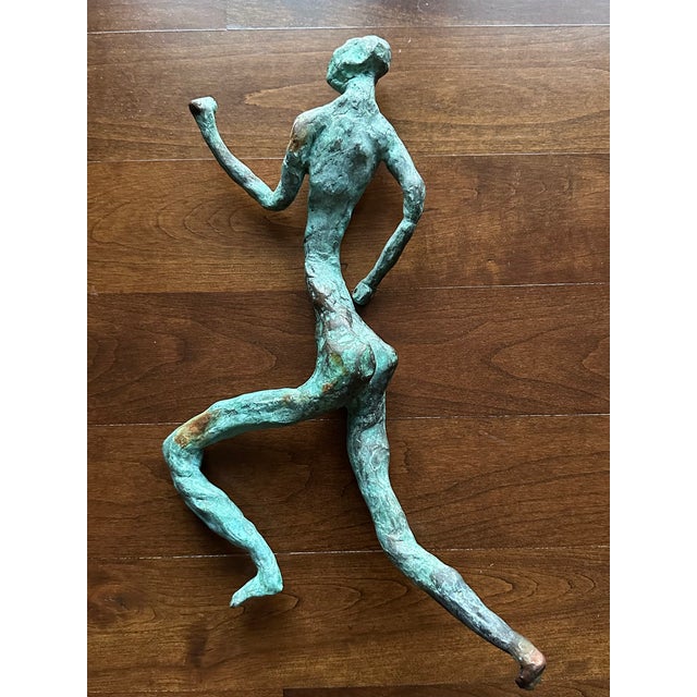 Mid 20th Century Vintage Bronze 14.5” Brutalist Running Figure For Sale - Image 5 of 16