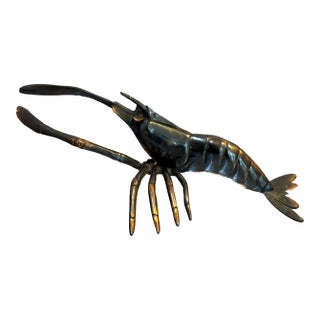 Large Brass Shrimp Figurine For Sale