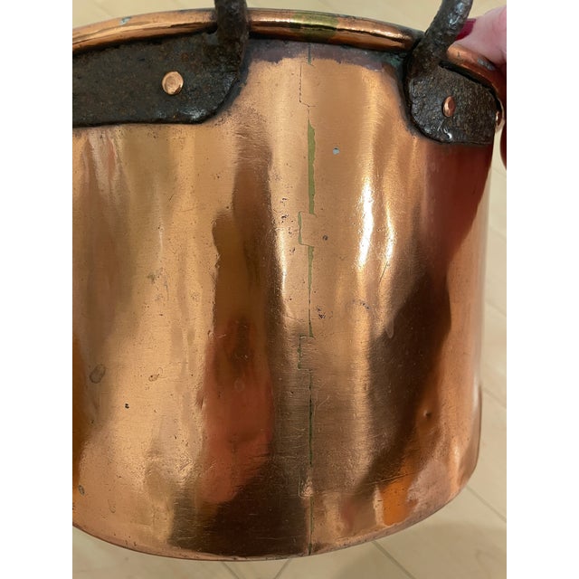 Antique Copper Stock Pot Wrought Iron Handles Dovetail Cramp Seam For Sale In Chicago - Image 6 of 10