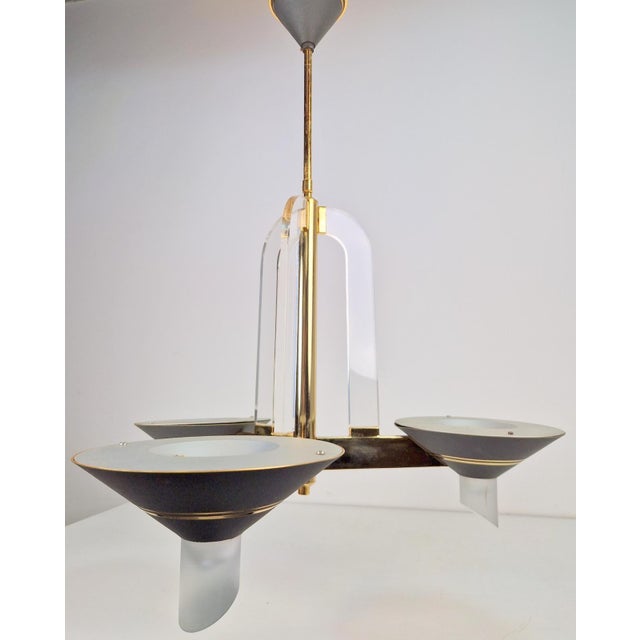 Vintage French Brass Acrylic Chandelier, 1970s For Sale - Image 14 of 15