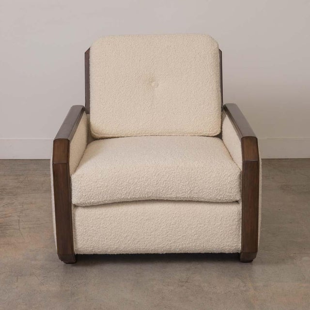 Mid 20th Century French Art Deco Wood and Upholstered Chair For Sale - Image 4 of 16