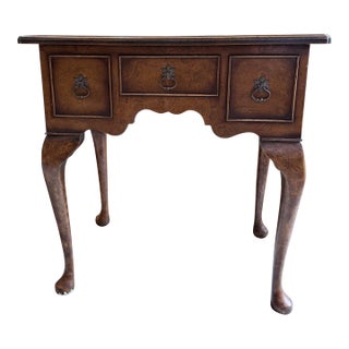 Early 20th Century Queen Anne Burl Walnut Lowboy Side Table For Sale