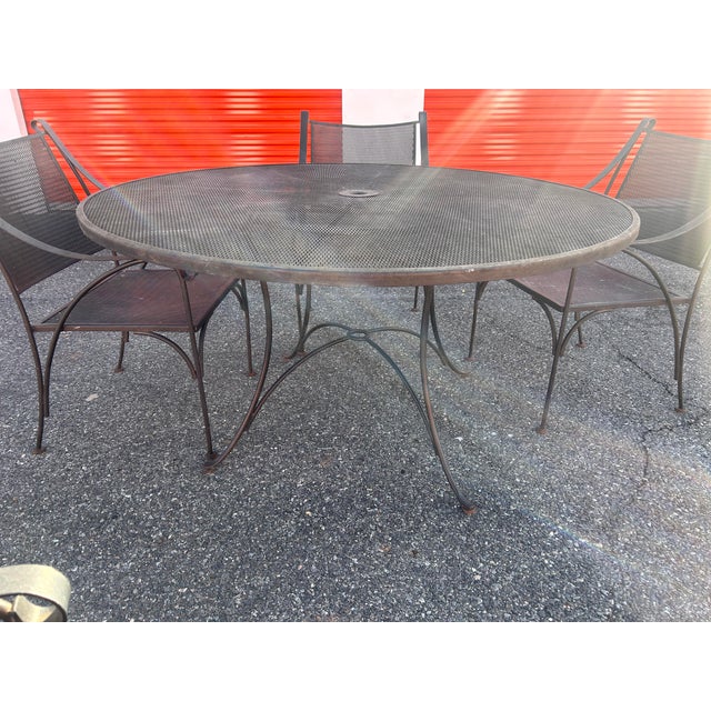 Summer Classics Beautiful Wrought Iron Summer Classics Patio Set Table & 5 Chairs For Sale - Image 4 of 7
