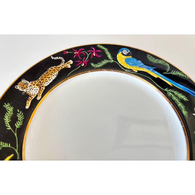 Ceramic Lynn Chase “Jaguar Jungle” Porcelain Plates Set of 2 Animal Border With 24k Rim For Sale - Image 7 of 11