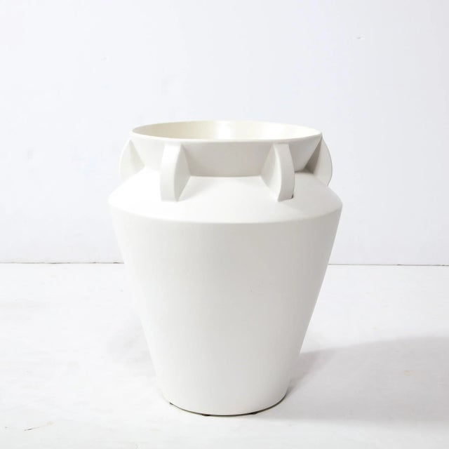 Late 20th Century Modernist Urn Form White Ceramic Vase For Sale In New York - Image 6 of 12
