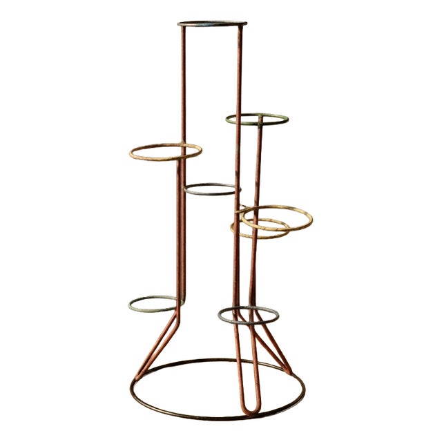 Vintage Multi-Tier Flower Stand in Painted Metal, Czechoslovakia, 1940s For Sale