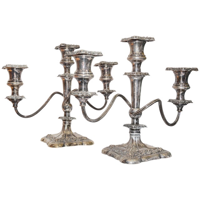 e.g. Webster & Sons International Silver Co. Art Deco Pair of Candelabras For Sale