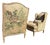 Pair of Louis XV-Style Pheasant & Botanical Upholstered Fauteuil Armchairs For Sale