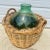 1960s Vintage Hand Blown French Country Green Glass Jar With Basket. For Sale - Image 5 of 9