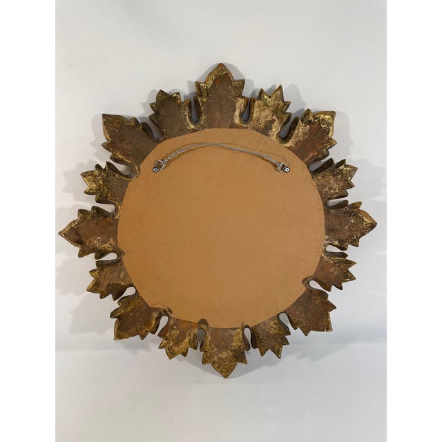 Vintage French Style Giltwood Sunburst Wall Mirror For Sale - Image 9 of 15