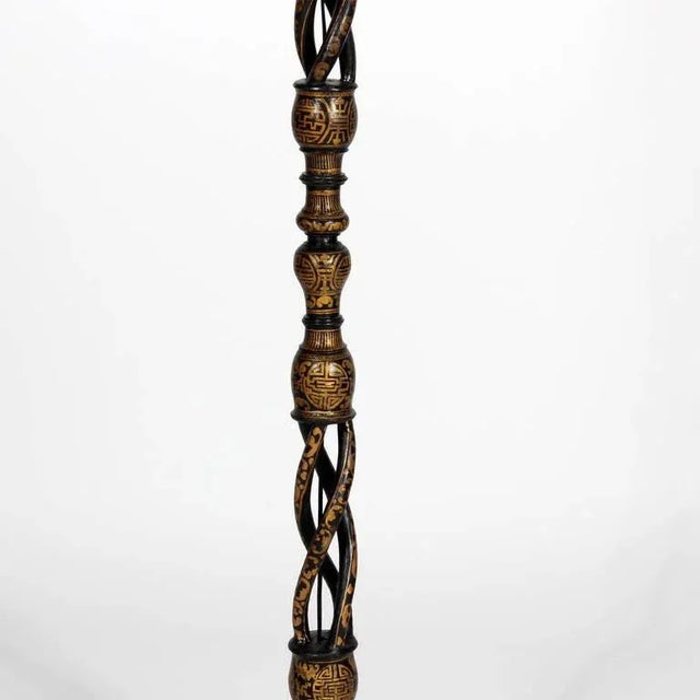 Chinese Export Barley Twist Lacquer Decorated Floor Lamp For Sale - Image 4 of 7
